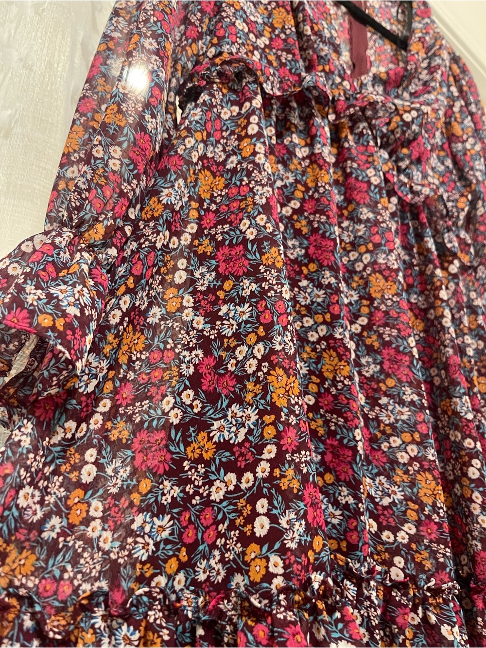 Floral Long Sleeve Tiered Mini Dress - Multicolor - Picture 5 of 5